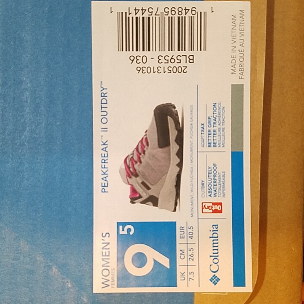 NIB Columbia peakfreak 2 out dry hiking boots 9.5
